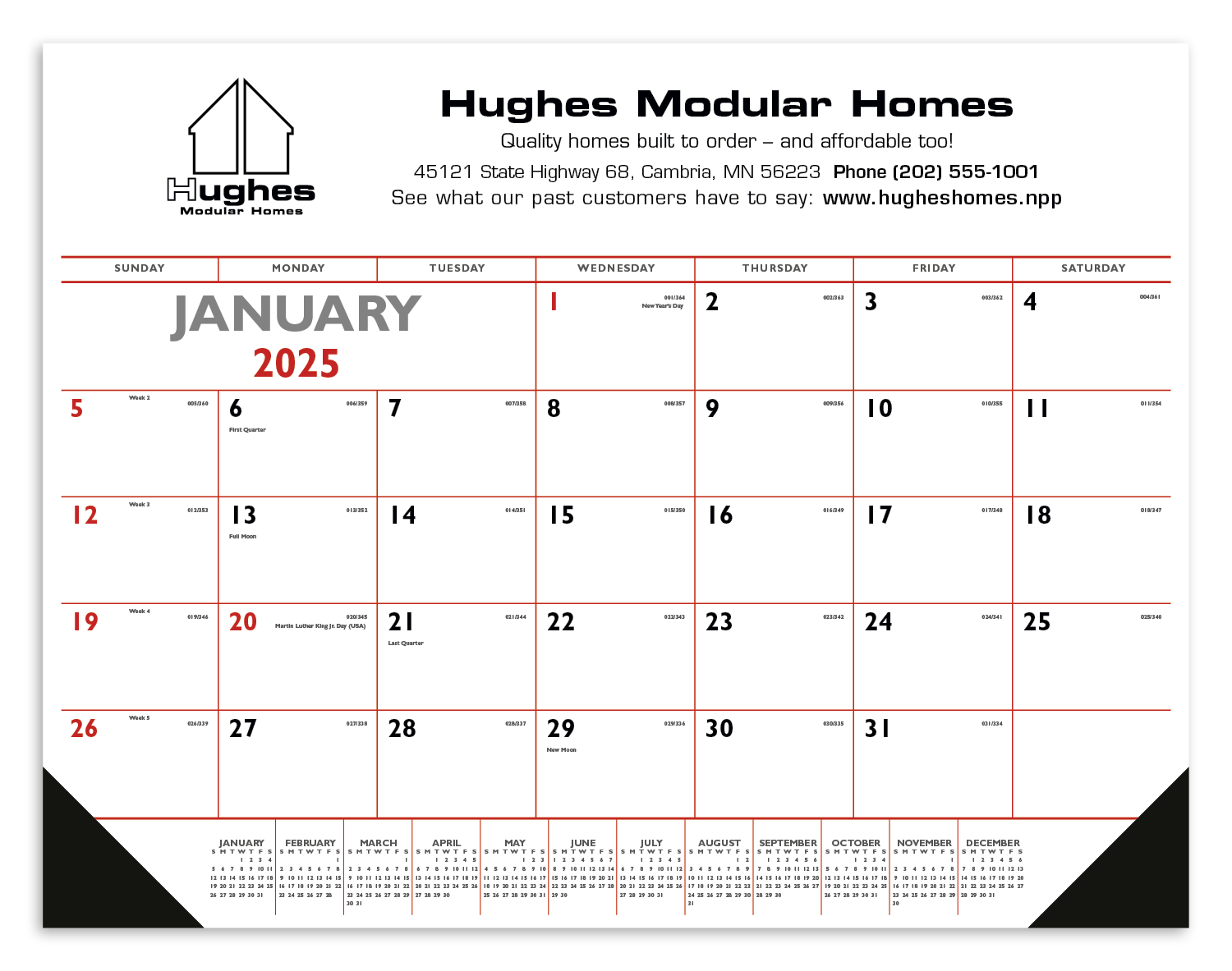 Triumph® Calendars Red & Black Desk Pad with Vinyl Corners 5