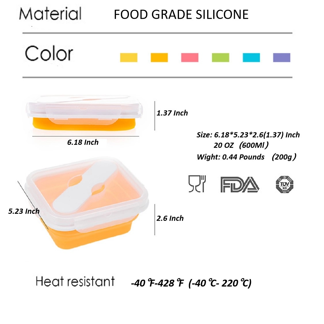 Foldable Bento Lunch Box Collapsible Food Storage Containers 7
