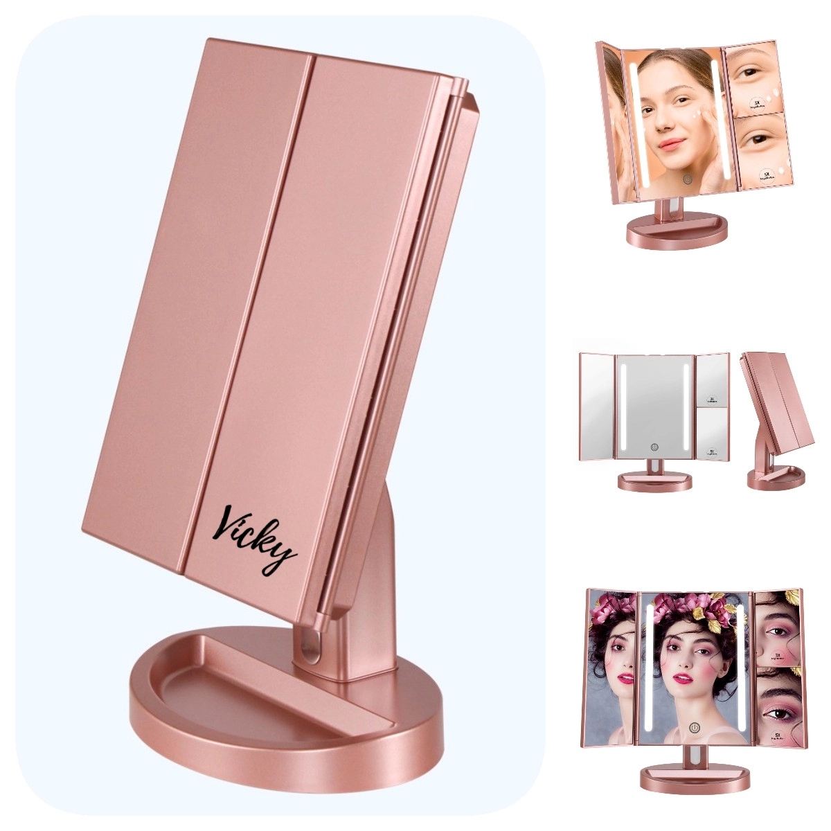 Tri-Fold Lighted Vanity Mirror 14