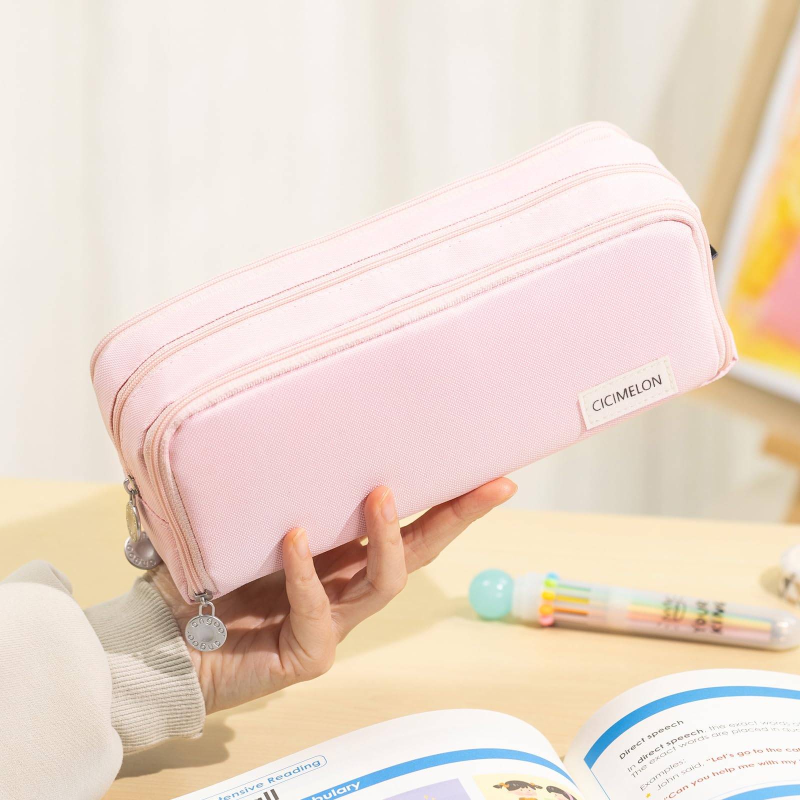 Large Capacity Pencil Case 3 Compartment Pouch 4