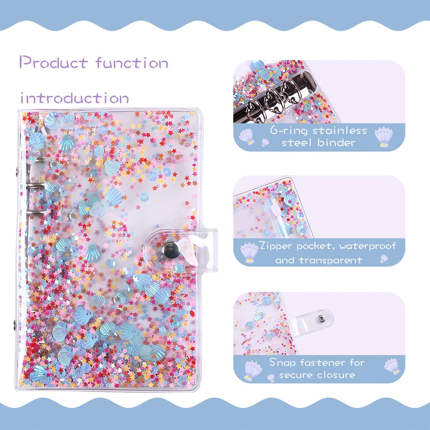 Clear Glitter Binder Notebook Cover 4