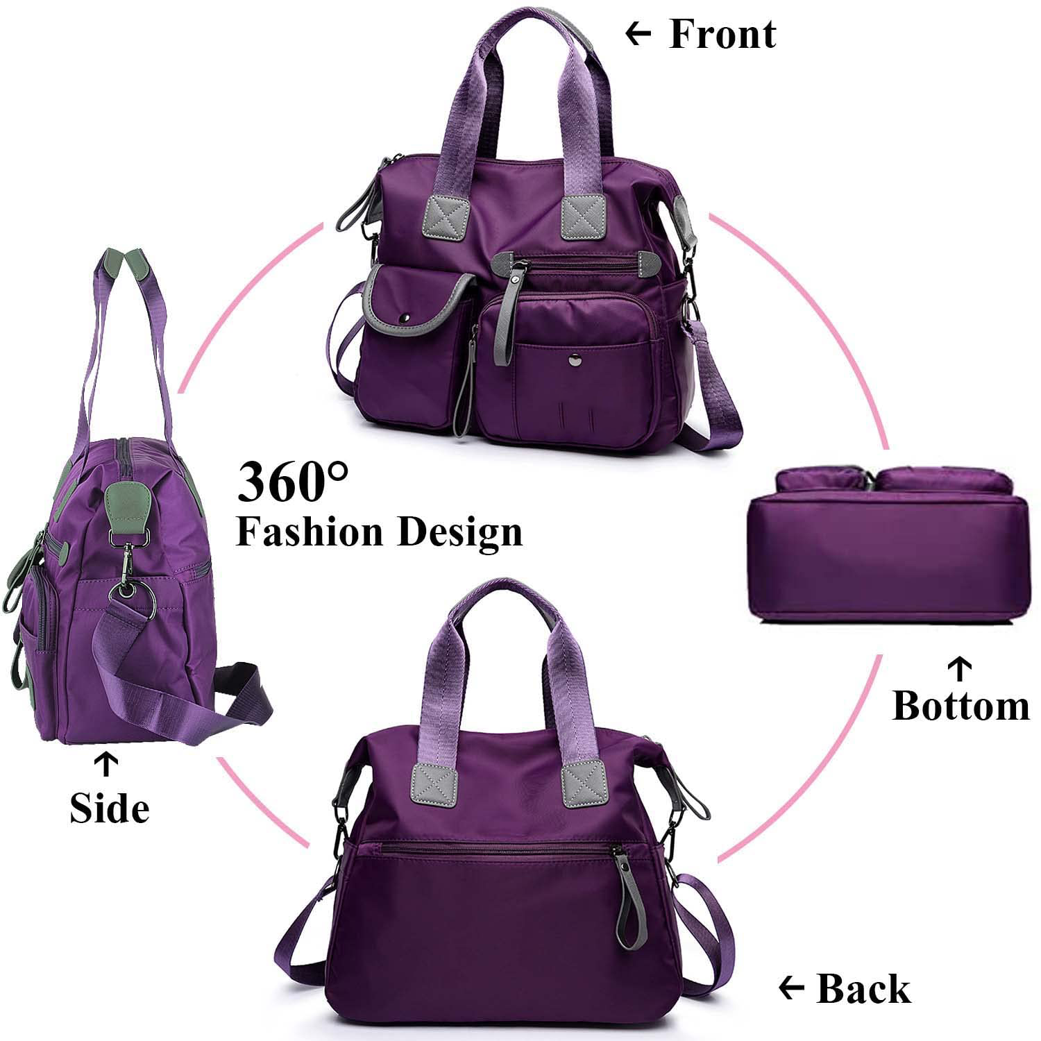 Waterproof Nylon Multi Pocket Shoulder Bags 4