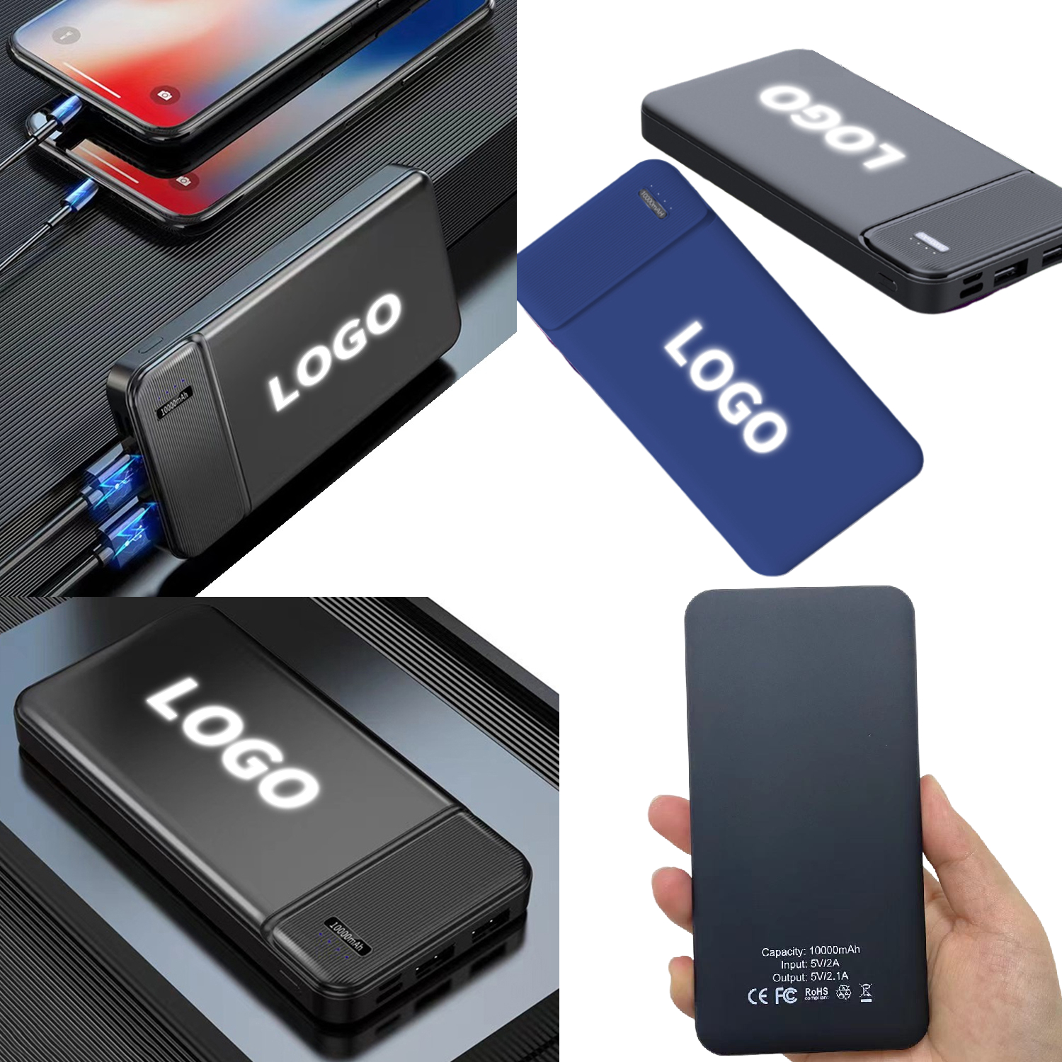 Power Bank with LED Light-Up Logo - 10000 mAh 5