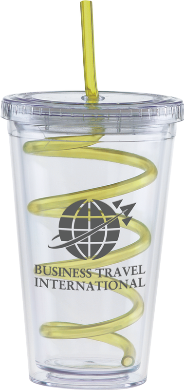 Carnival Cups-Color Curly Straw, Clear Lid 14