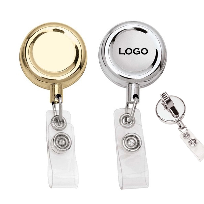 Round Retractable Metal Badge Reel Holder-Gold/ Silver 2