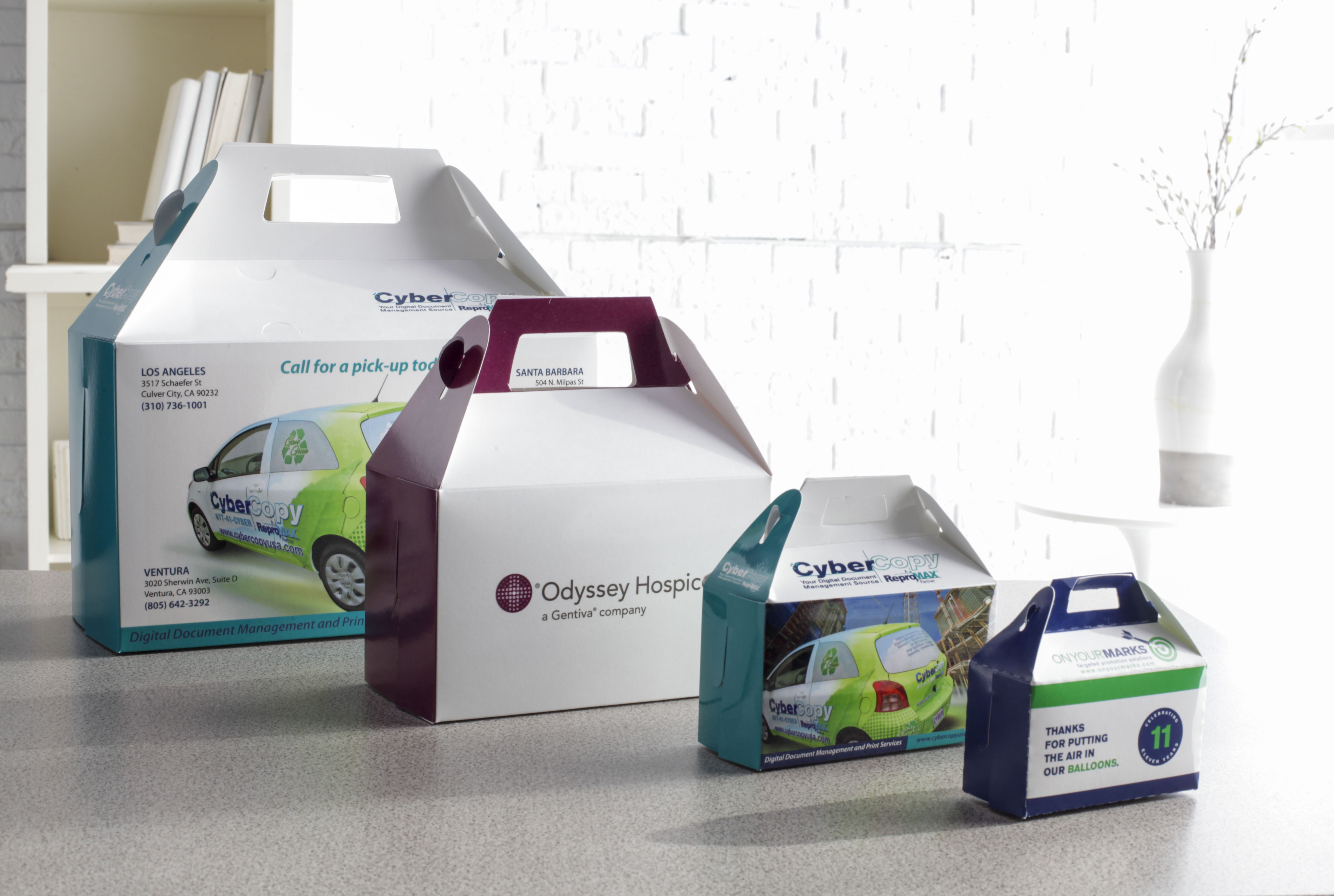 DONUT BOX ~ Custom Full Color Gable Style Box w/ Handle And Business Card Slot 3