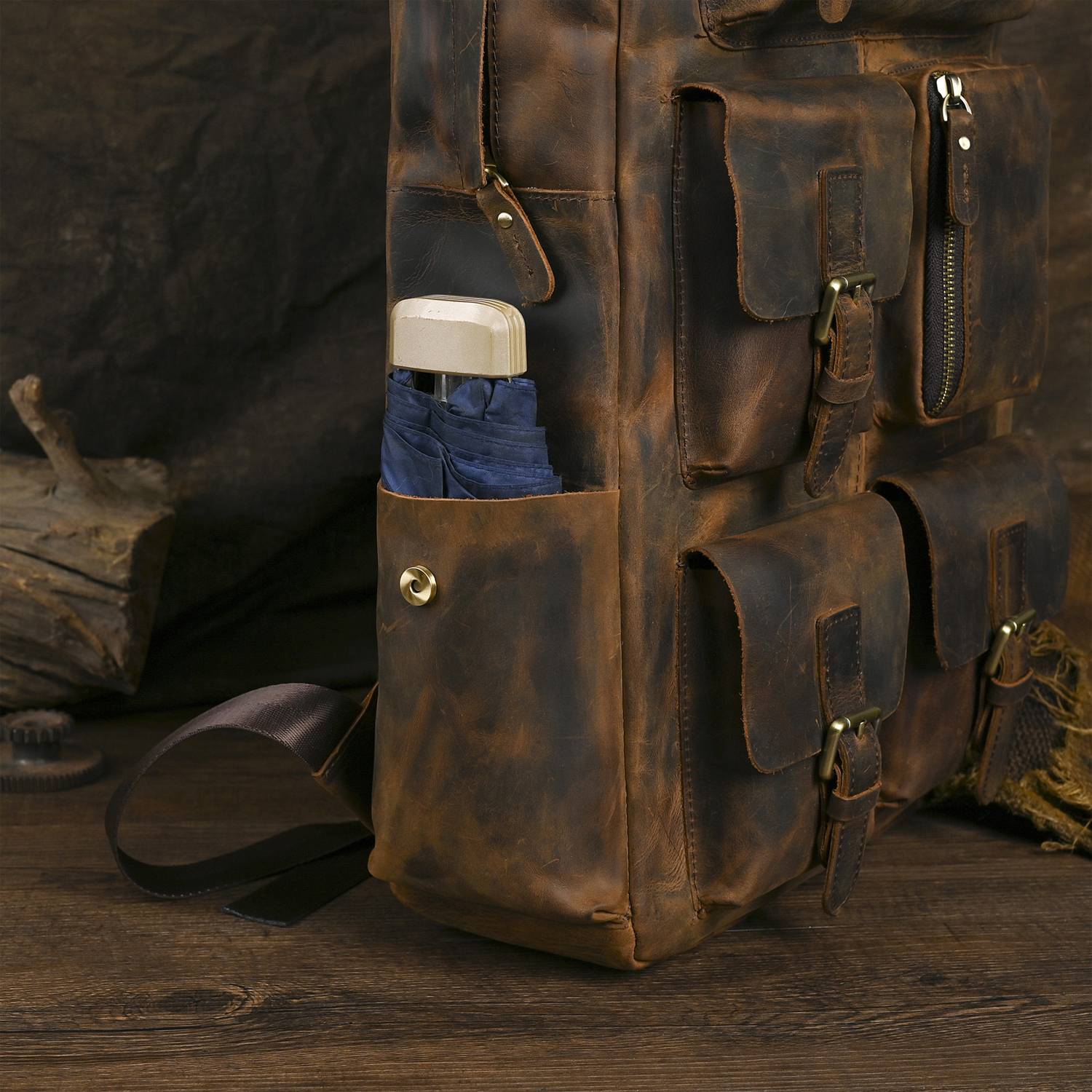 20L Full Grain Crazy Horse Leather Backpack 10