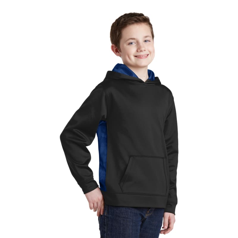 Sport-Tek Youth Sport-Wick CamoHex Fleece Colorblock Hooded Pullover. 23