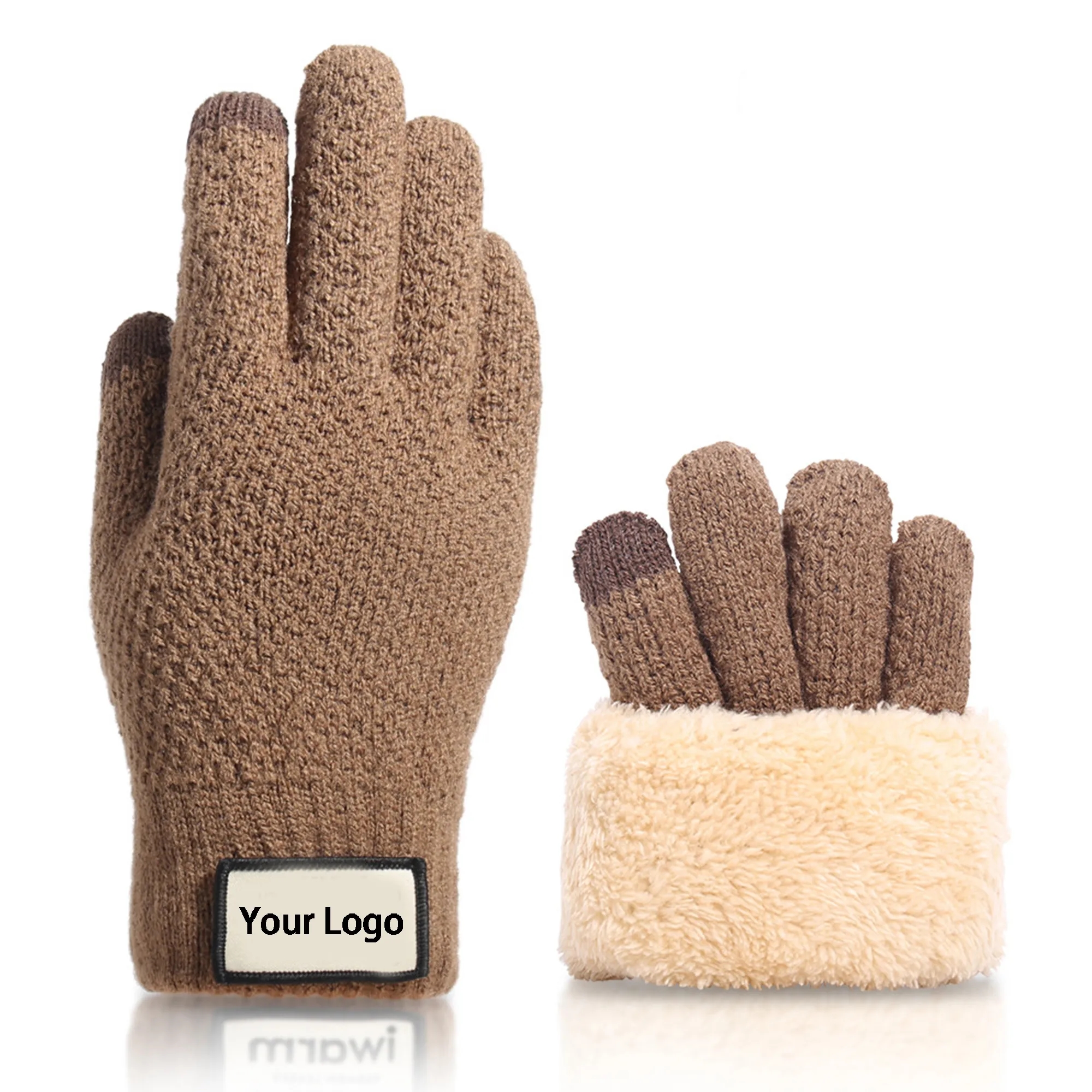 Custom Thickened Alpaca Wool Adult Gloves W/ 2 Finger Touch 4