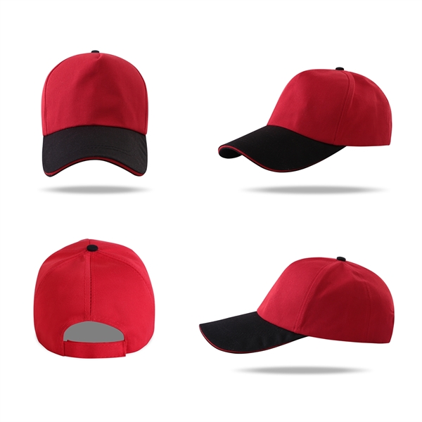 Stock 2-Tone Poly Cotton 5 Panel Cap, Hook-And-Loop Fastener 2