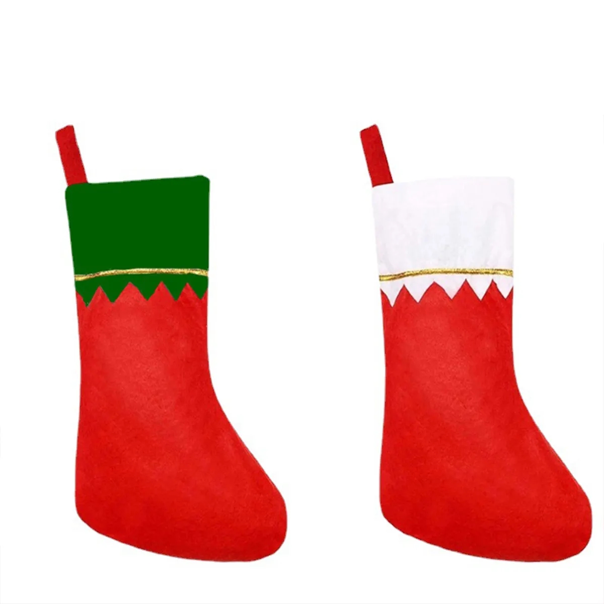 Red Non-Woven Fabric with Golden Trim Christmas Stockings 3