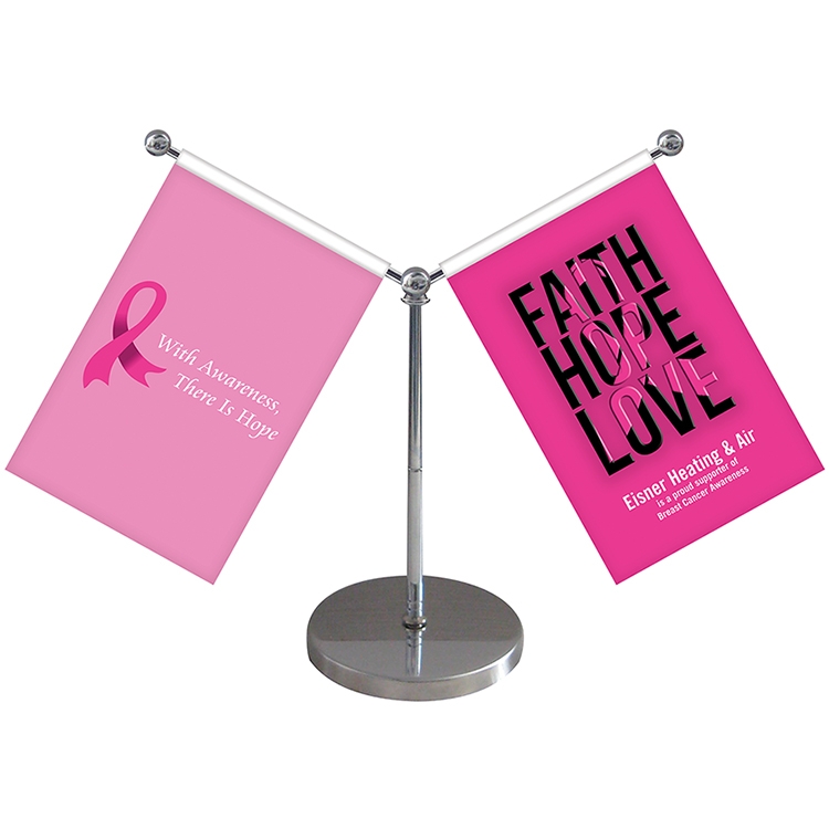 5.5-9" Metal Telescopic Flagpole with Two Double Sided Flags 2