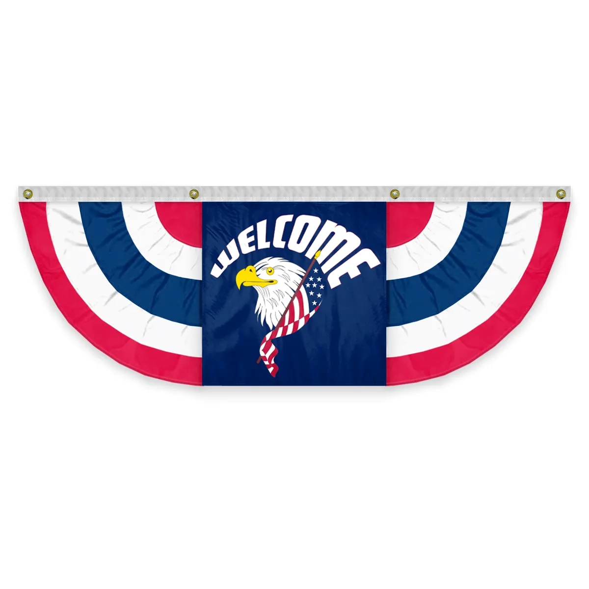 USA Pleated Full Fan With Welcome Eagle Head Center 2