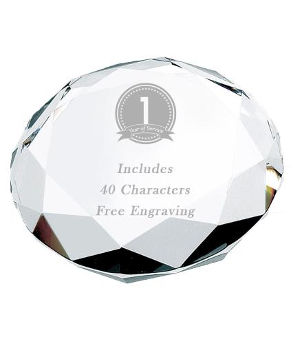 Crystal circle Facet Paperweight 3.5" 2