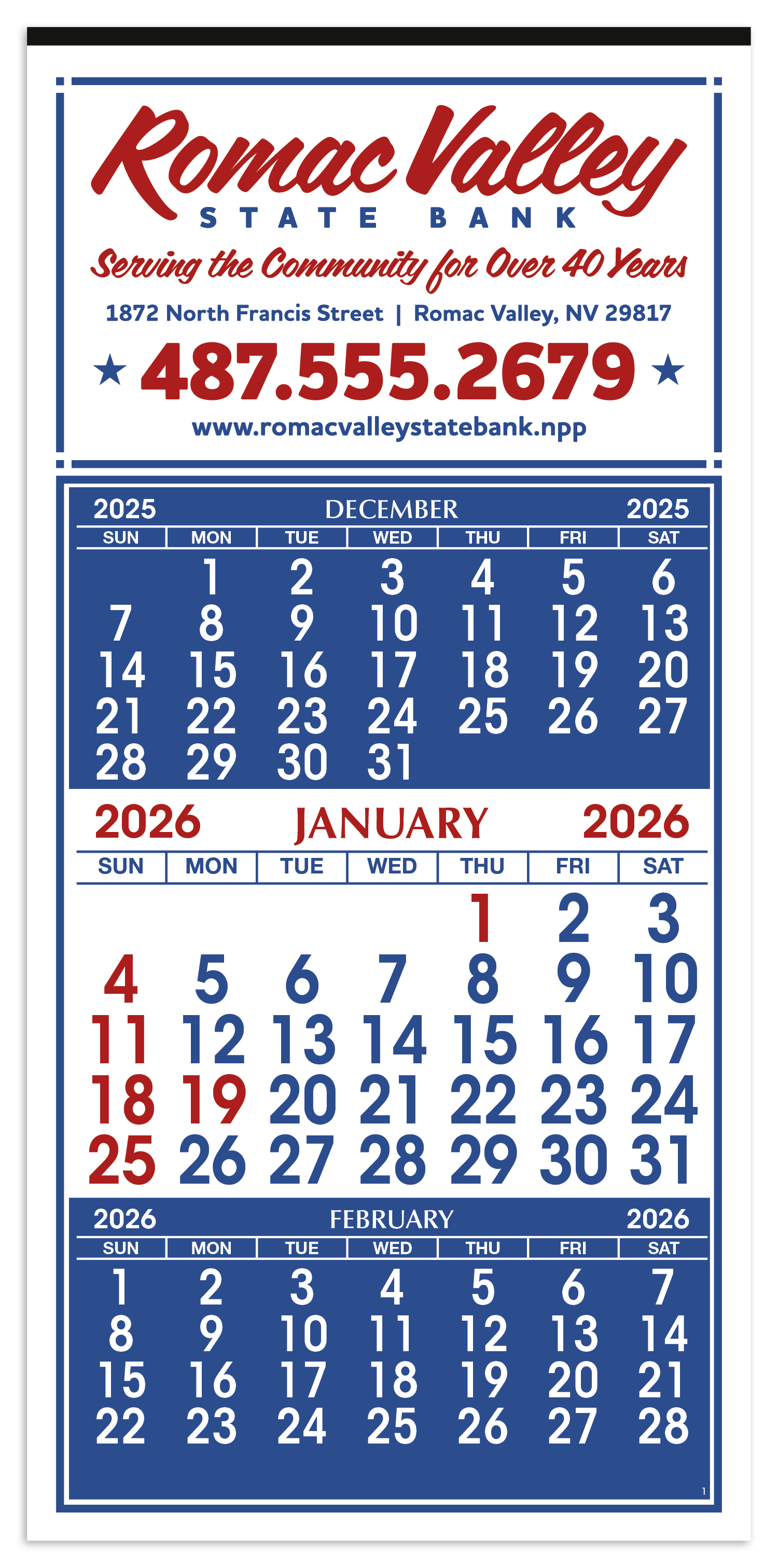 Skinner & Kennedy® 3-Month Display 12-Sheet Calendar 12