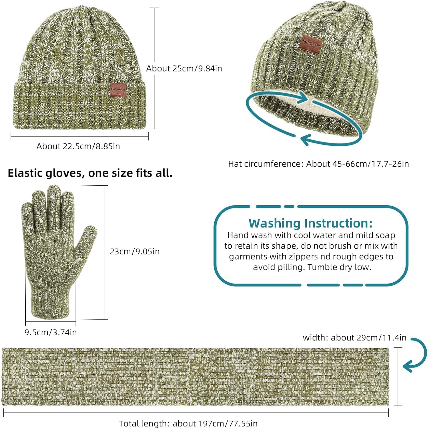 Hat Scarf Glove Set/3 in 1 Beanie Long Scarf and Touch Screen Gloves/Men Soft Warm for Winter Gift 3