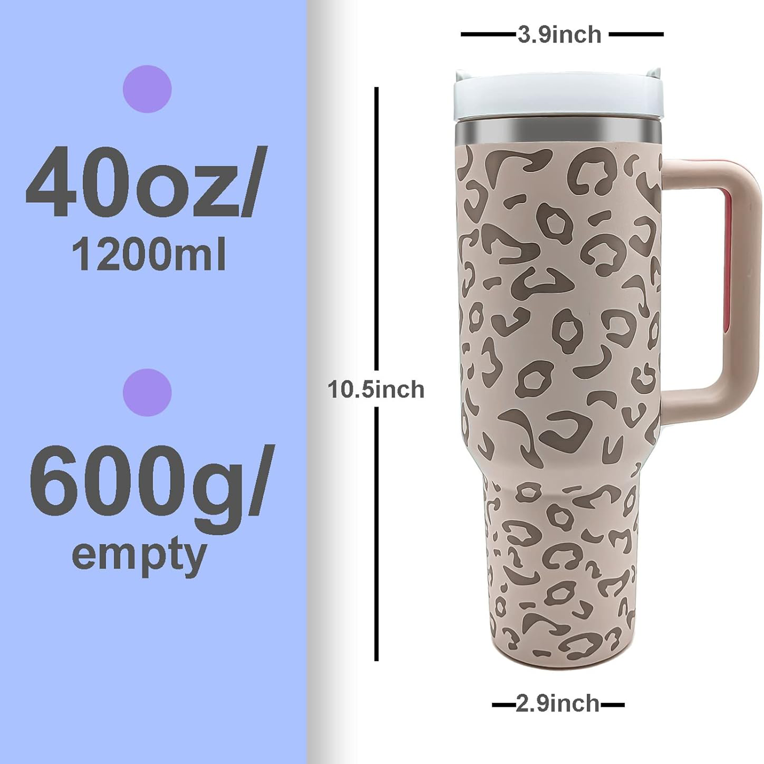 40 oz Leopard Print Water Bottle 3