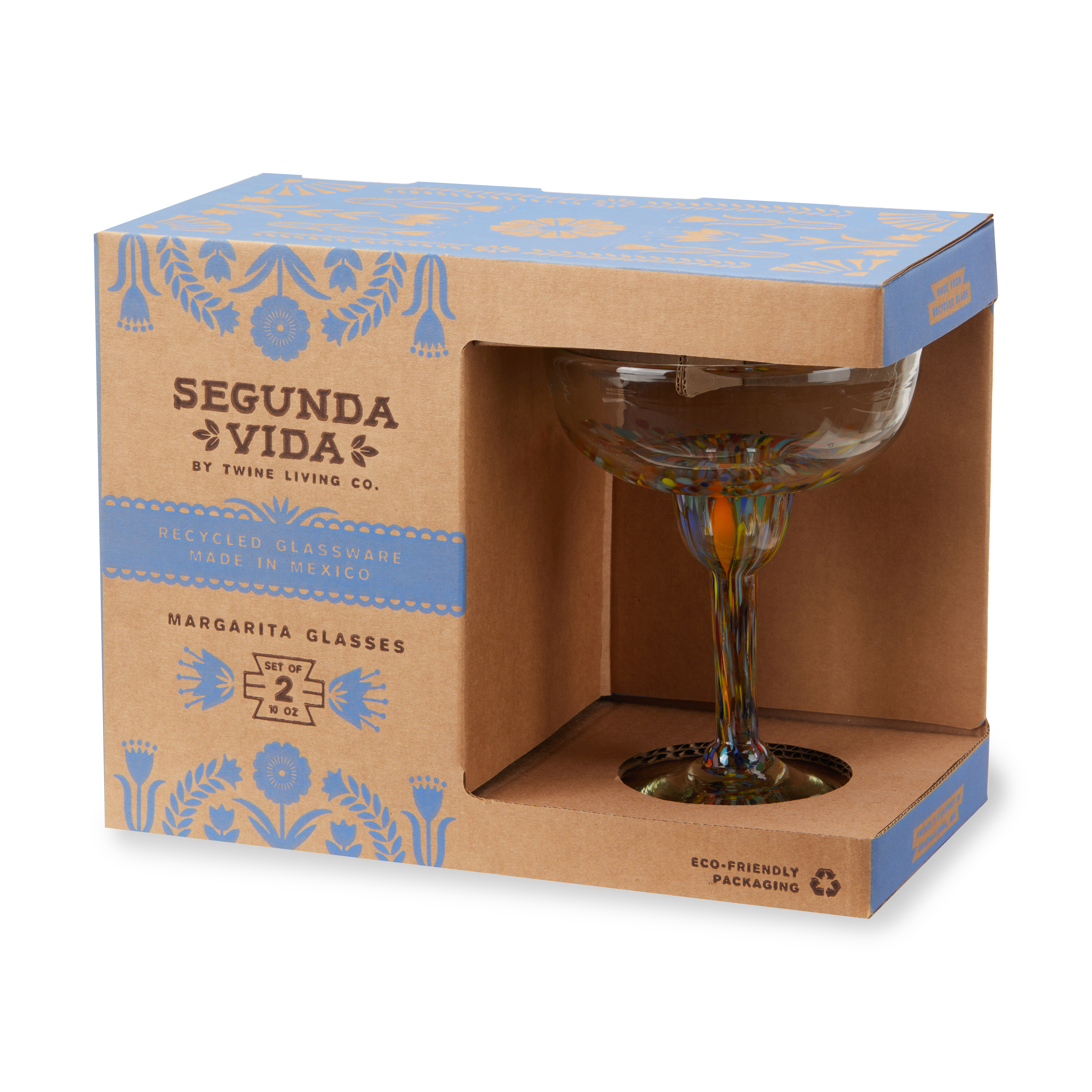 Twine Living® Artistico Recycled Margarita Glass, set of 2 6