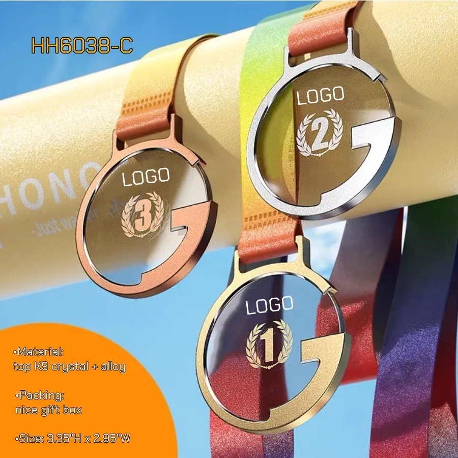 Wholesale Crystal Medals with Ribbon Metal Award 7