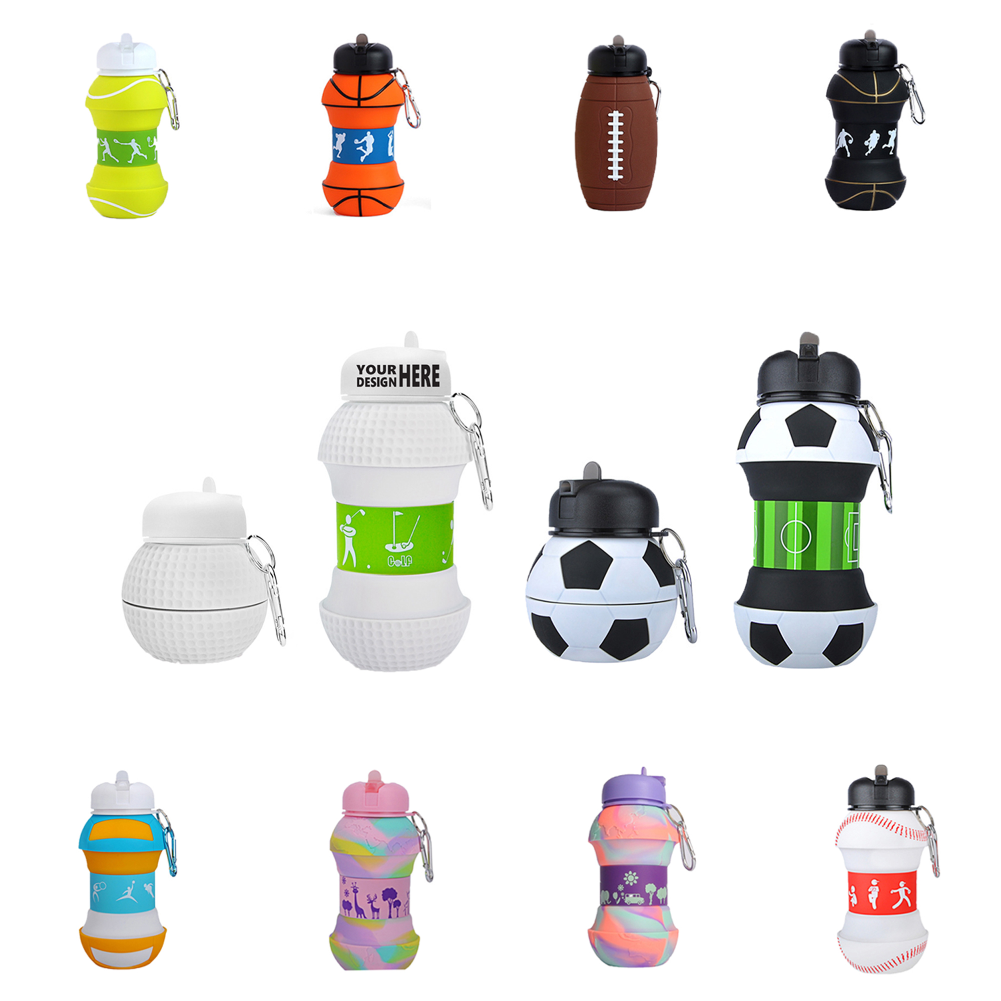 MOQ20 Silicone Outdoor Folding Eye-Catching Sports Kettle 1