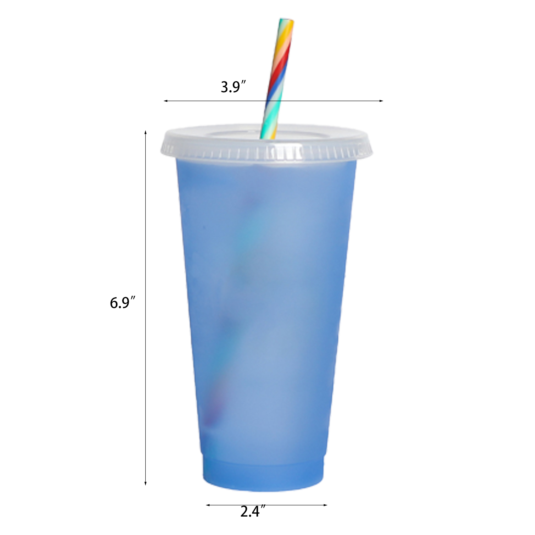 Color Changing Reusable Plastic Cold Drink Cup With Lid And 2