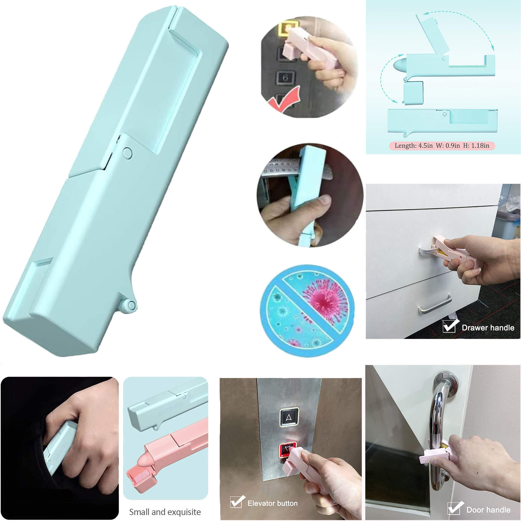 Zero Contact Assistant Portable Handle Press Elevator Tool Door 1