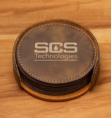 Round Leatherette Coaster Set 5