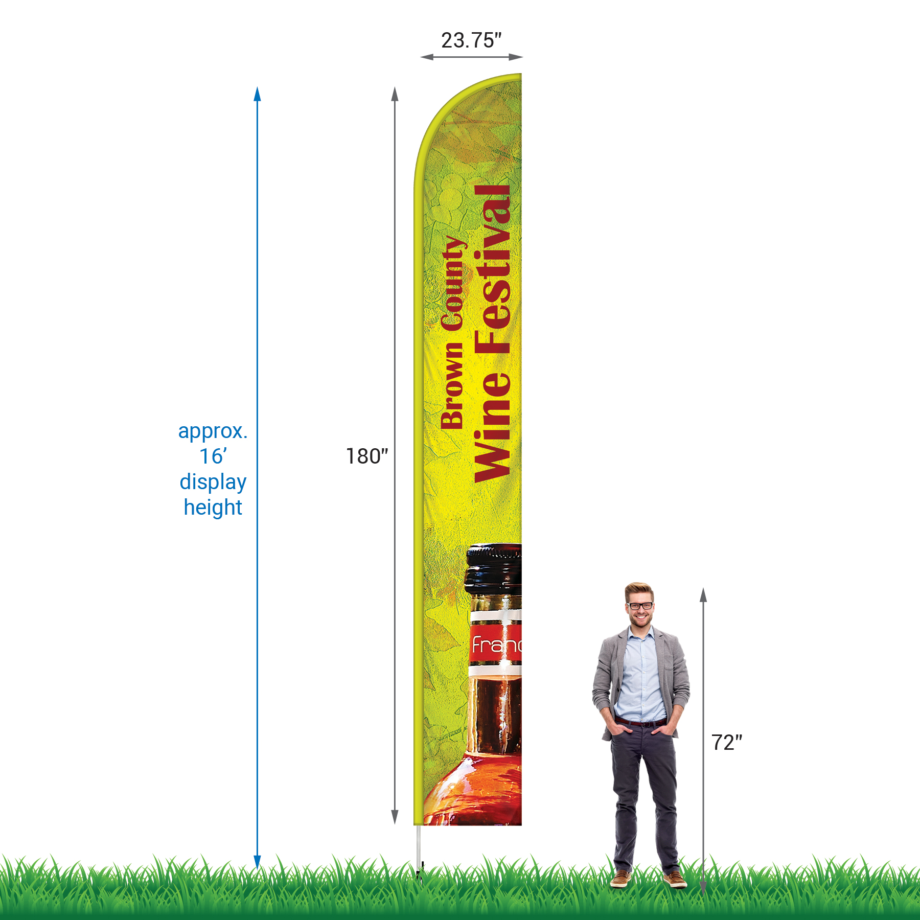 15' Double Sided Half Drop Banner w/ Premium Hardware & Spike 3