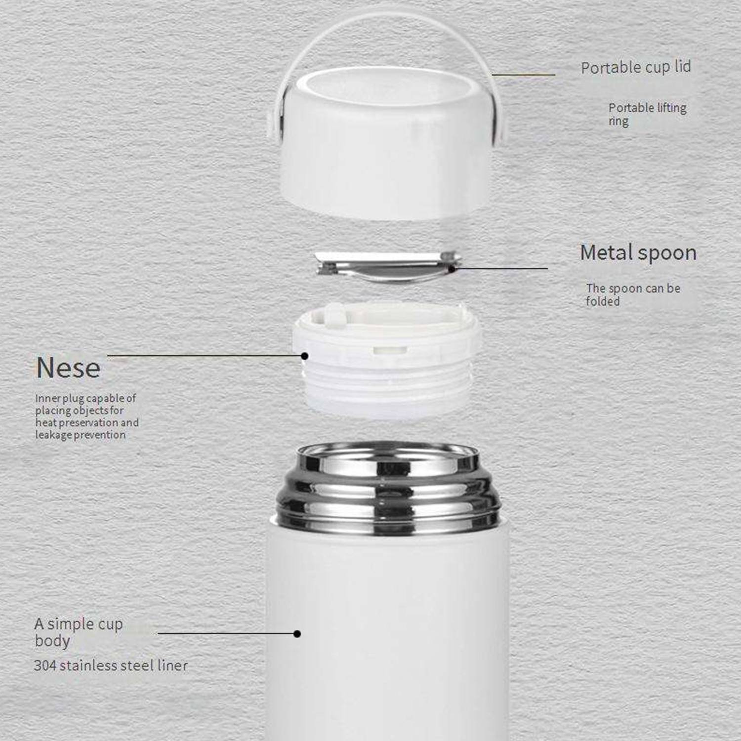 34oz Portable Stainless Steel Thermal Food Jar w/ Spoon 8