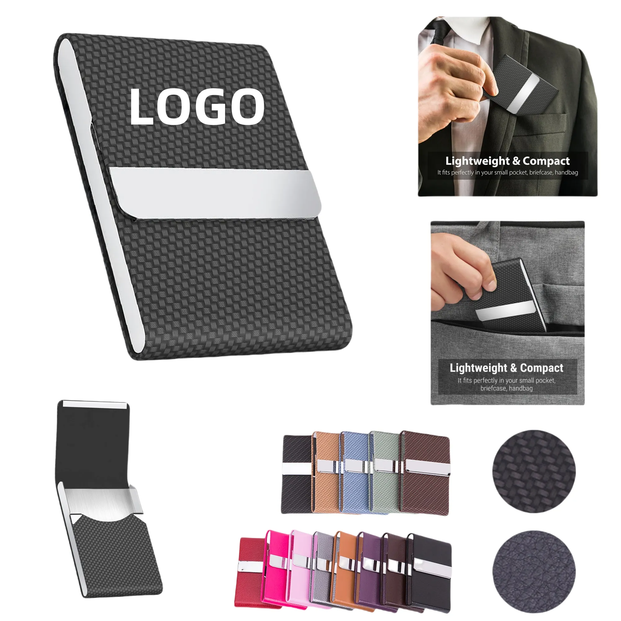 Stainless Steel PU Leather Card Case With Magnetic Closure 13