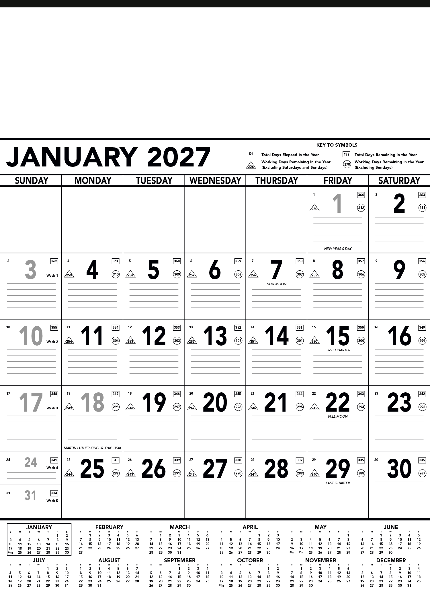 Triumph® Calendars Black & White Contractor Memo Calendar 10