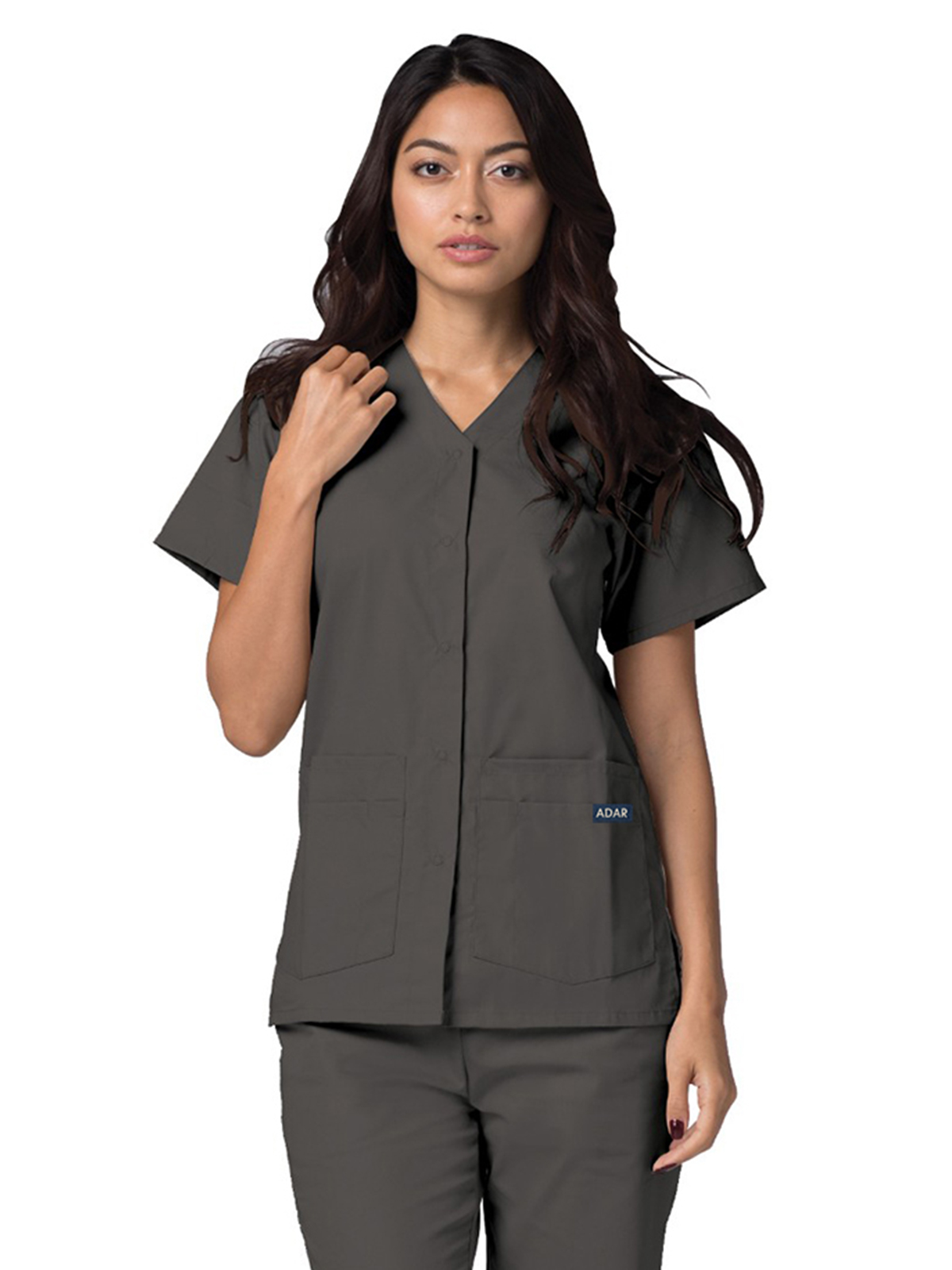 Adar - Universal - Women's Double Pocket Snap Front Top 12