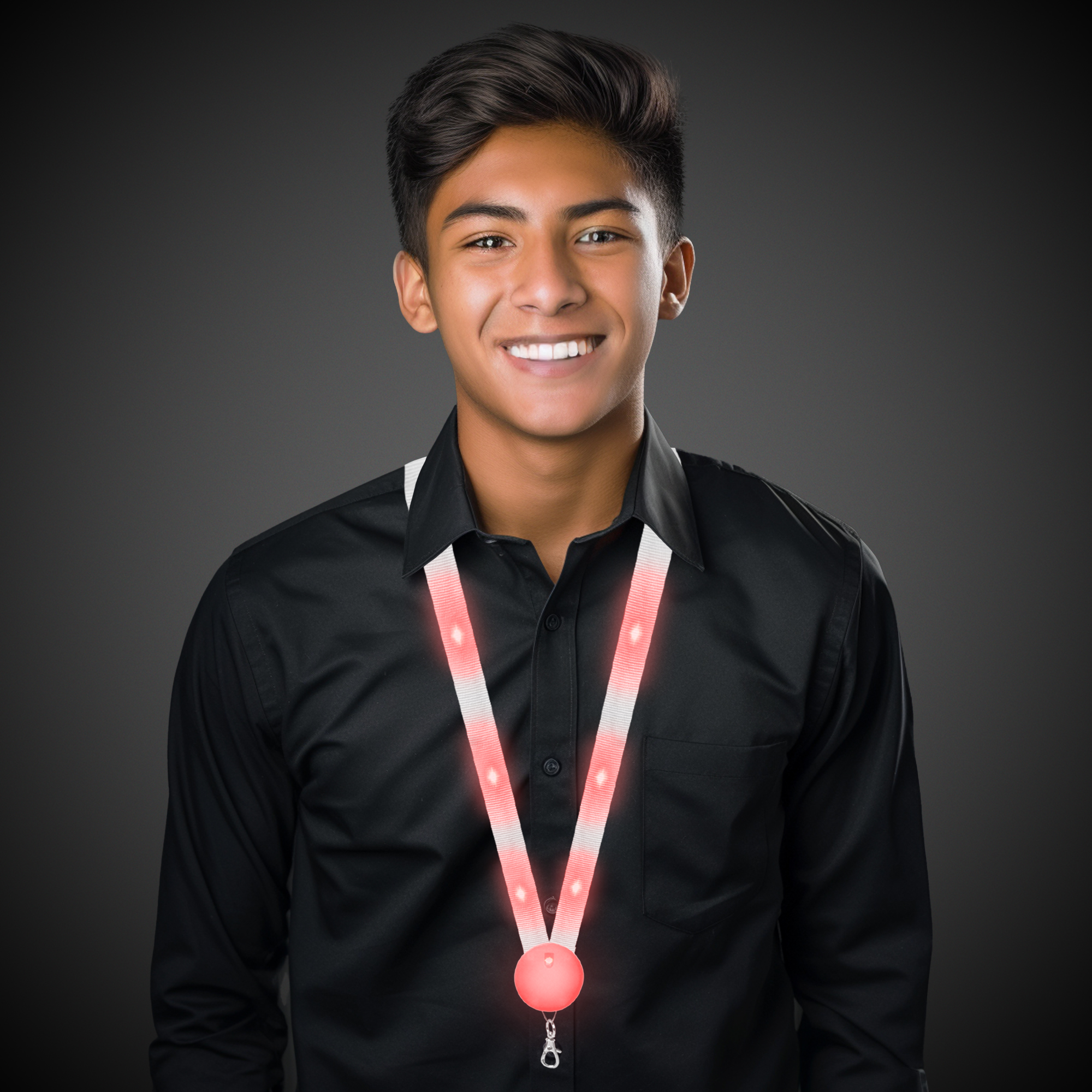 Red 32" Light Up Glow LED Flat Lanyard 1