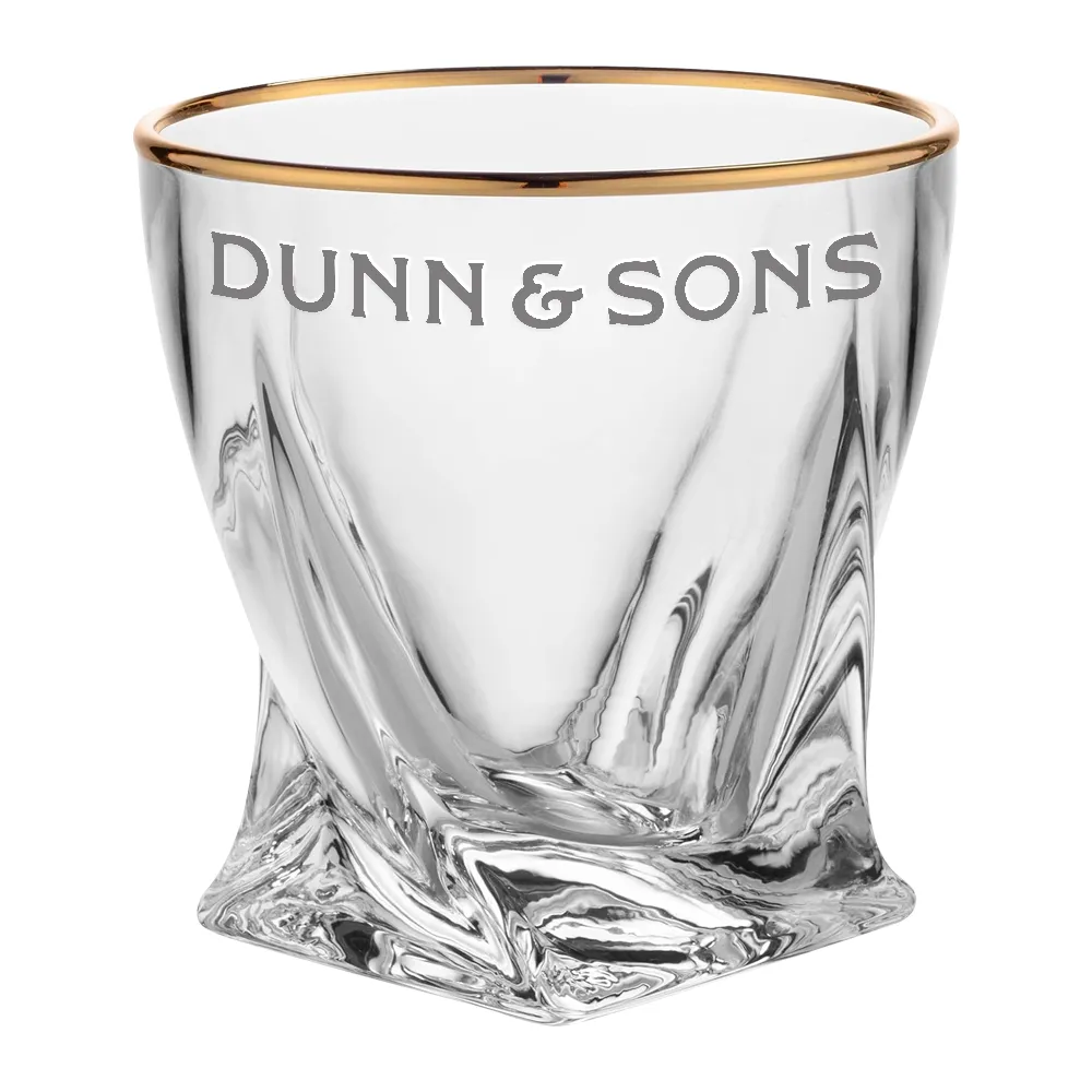 10.5oz. Gold Rimmed Twisted Whiskey Glass 4