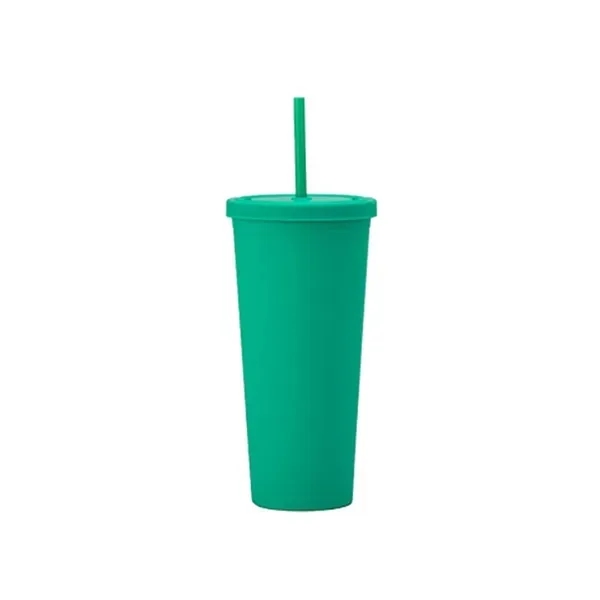 24oz Insulated Tumbler - Double Wall with Lid & Straw 2