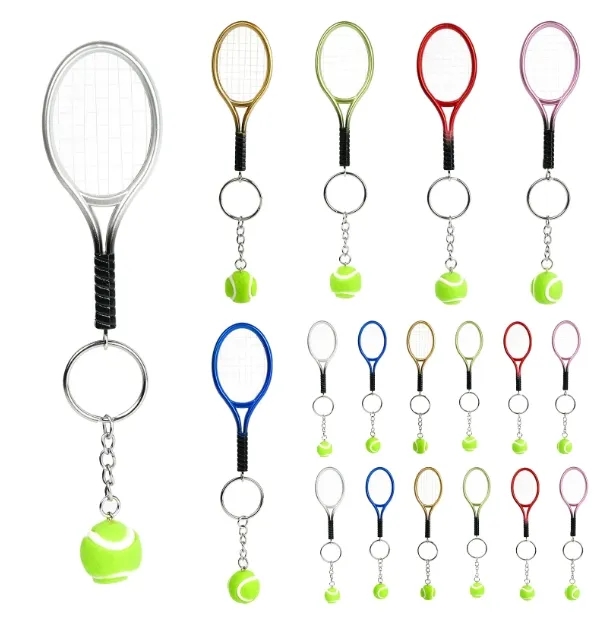 Simulated mini tennis racket keychain 5