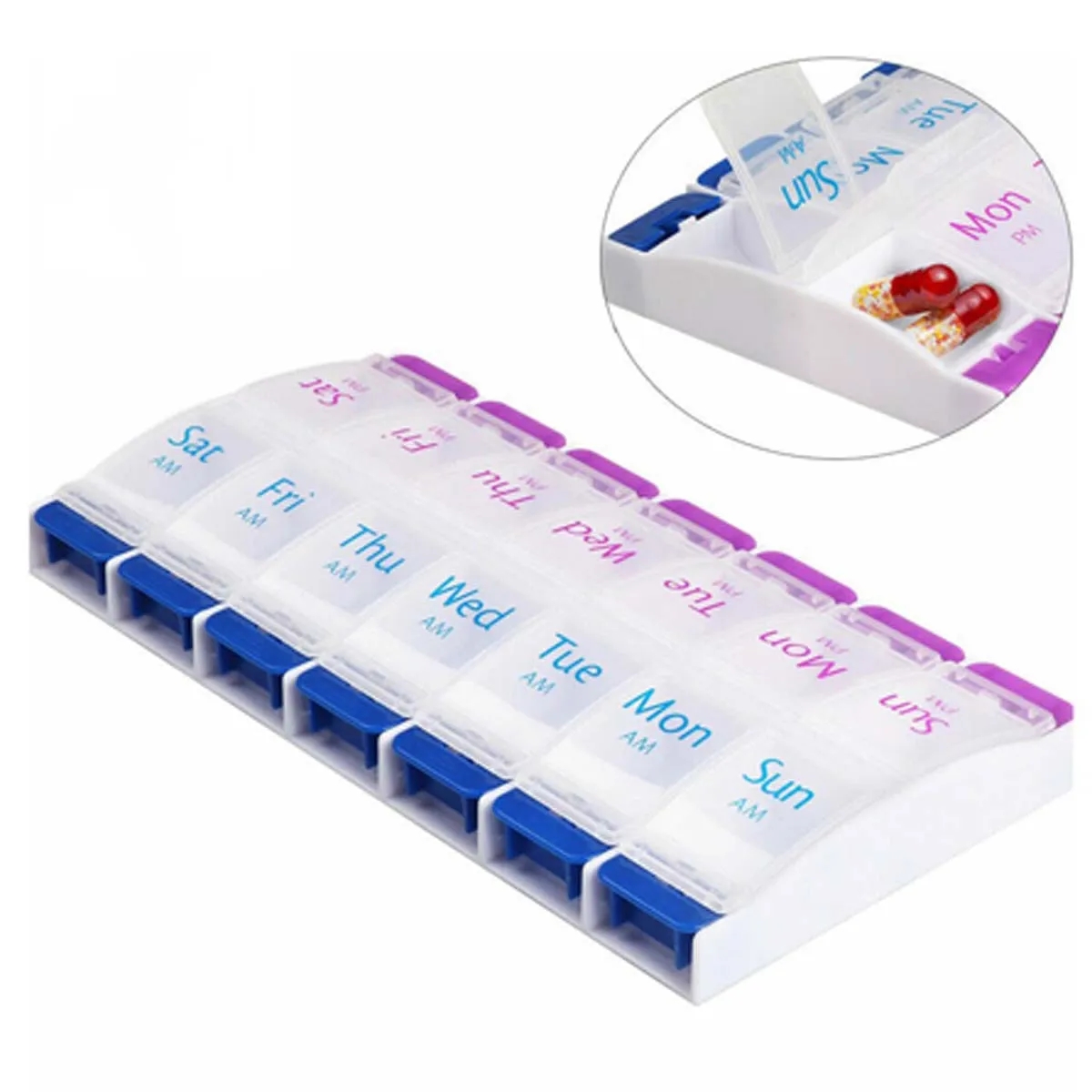 Push Button Pill Case Medicine Planner Vitamin Organizer 5