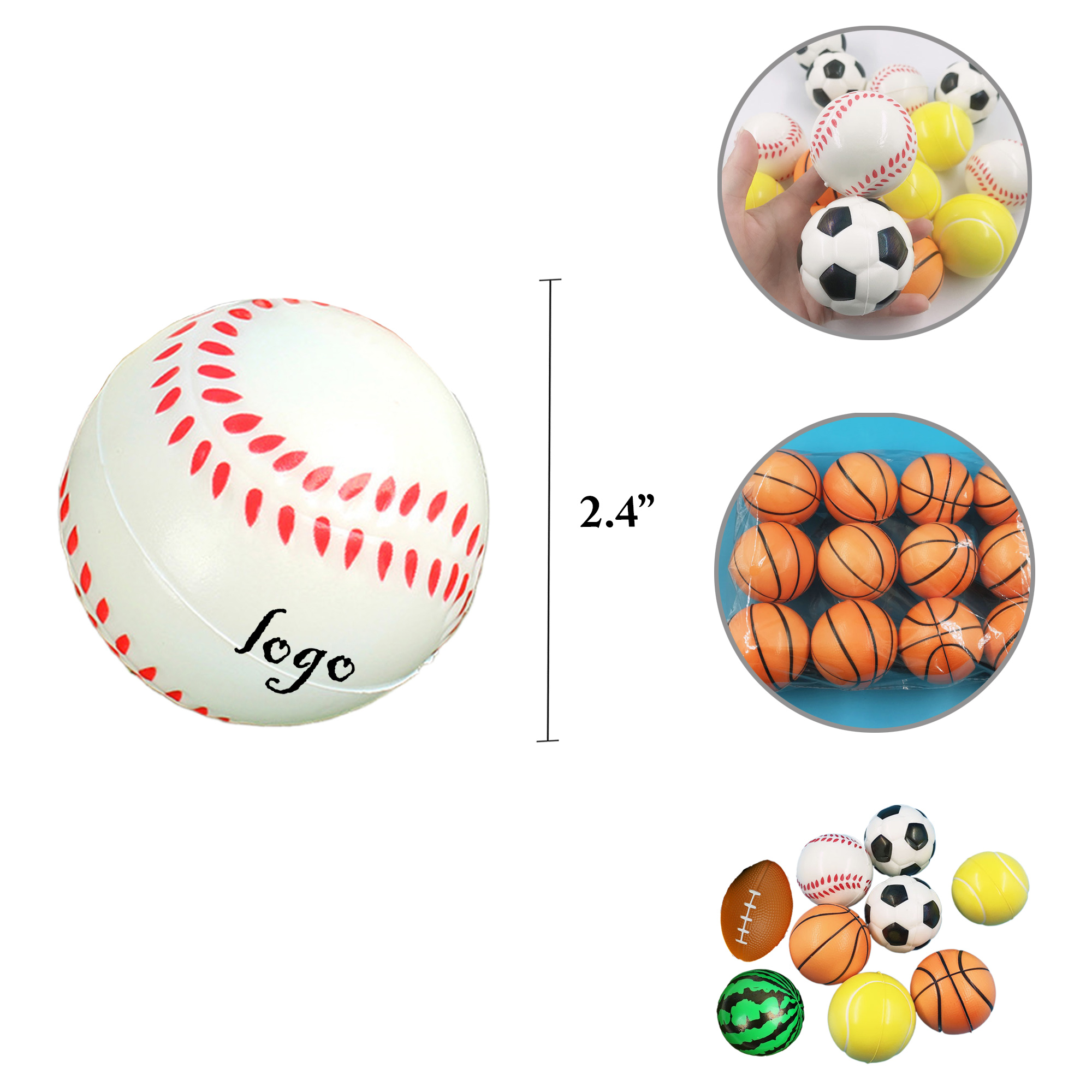 MOQ100 2.4-Inch PU Stress Balls Elastic Relief 2