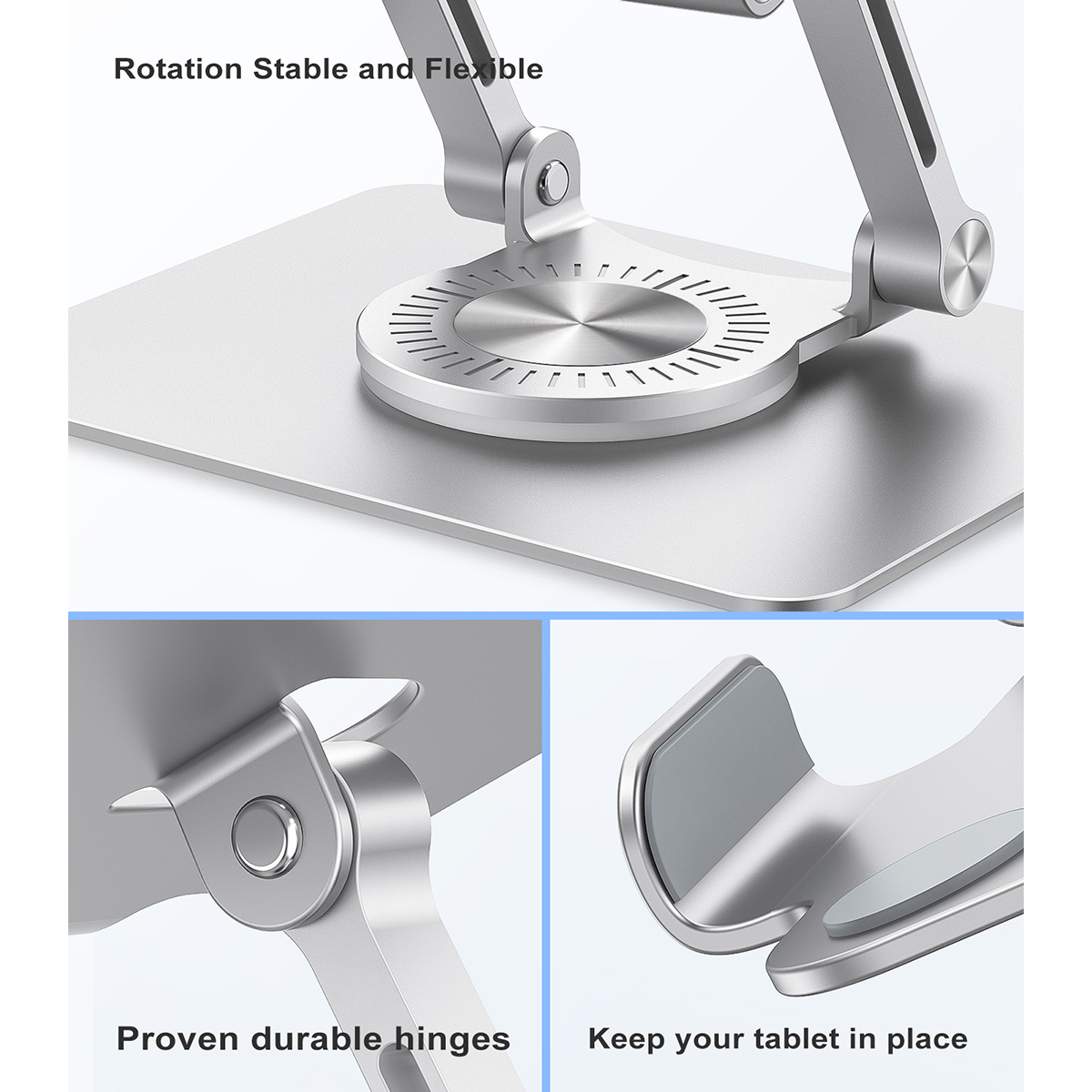 Metal Foldable Desktop Stand for Tablets & Phones – 360° Rotating Holder 2