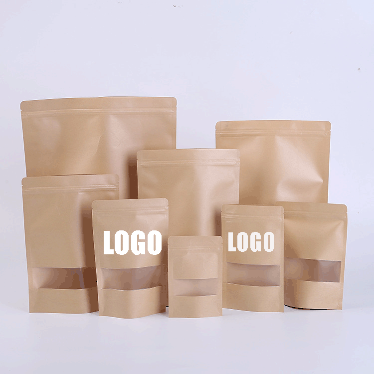 Kraft Paper Bags/ Stand Up Pouches Packaging Paper Sealable Bags/ Food Packaging Bags with Window 2