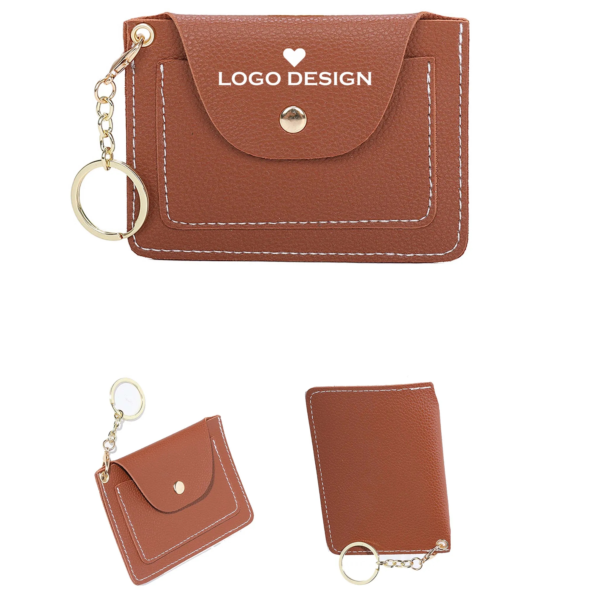 Multi Pockets Credit Card Holder Wallet w/Key Ring 2