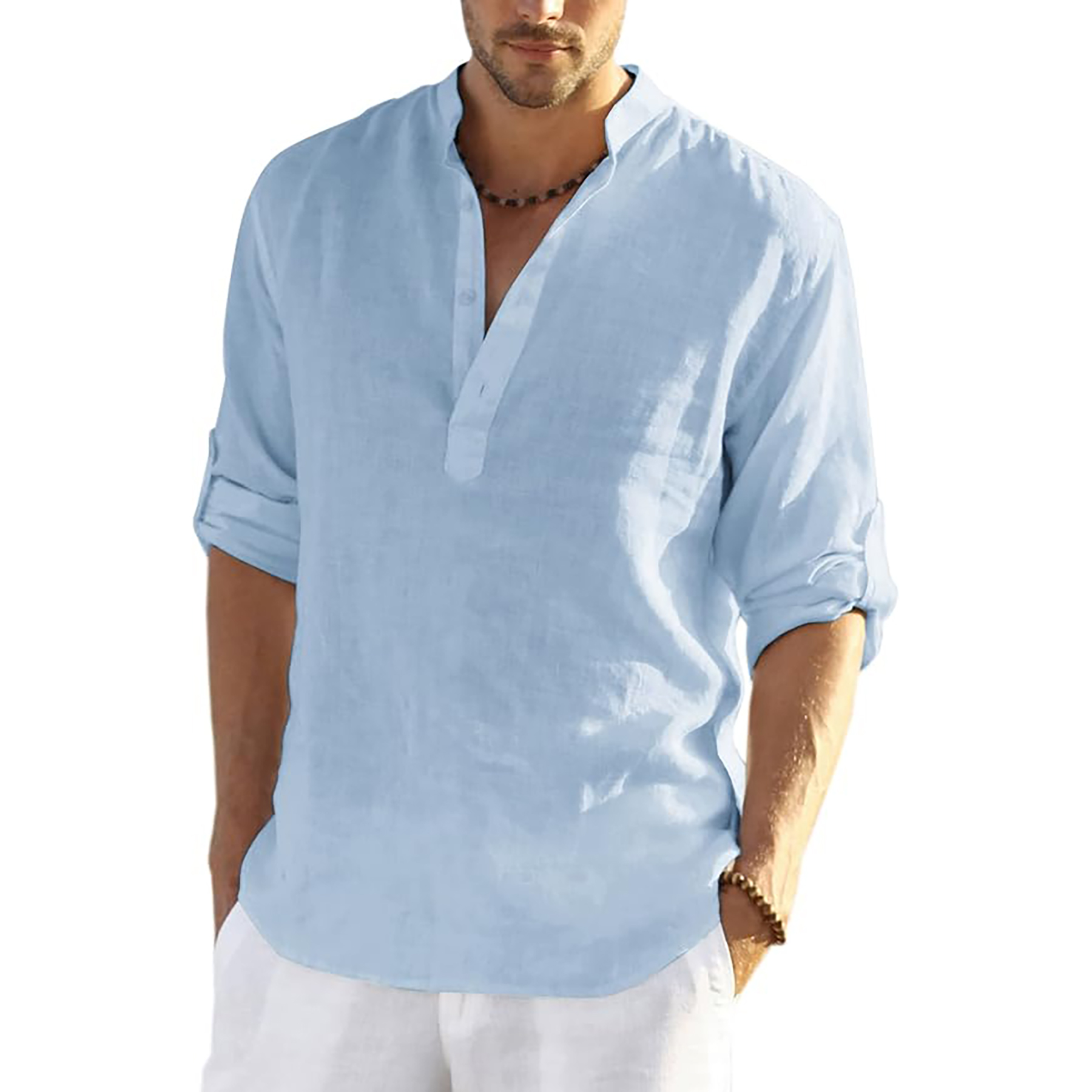 Casual Henley Collar Shirt 18
