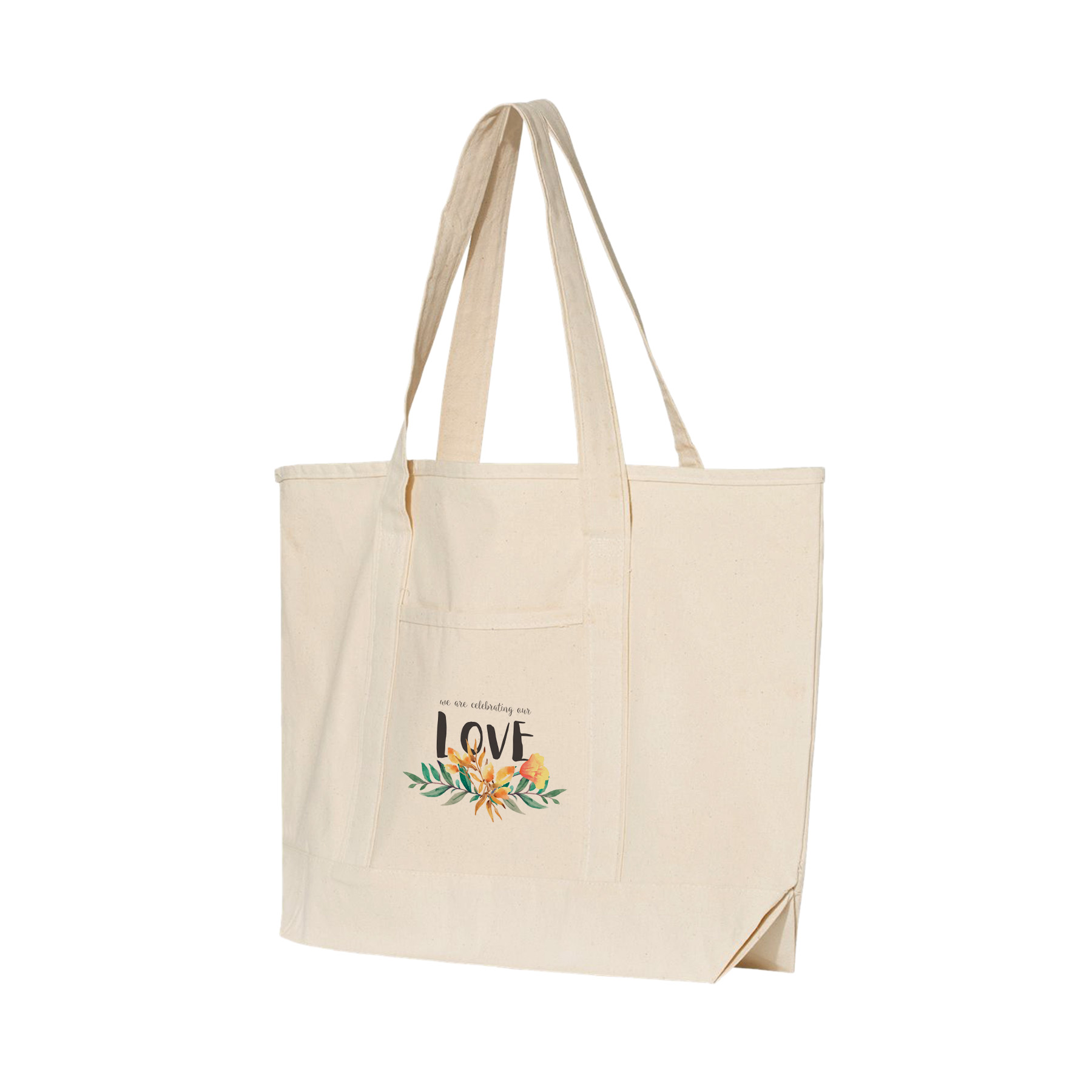12 oz. Large Natural Heavy Canvas Deluxe Pocket Tote Bag_R115NBT 2