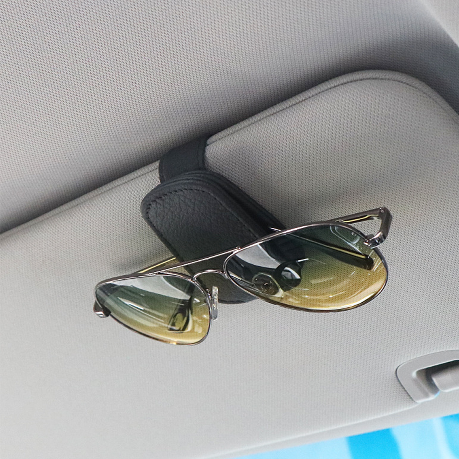 PU Leather Car Magnetic Sunglasses Holder 4