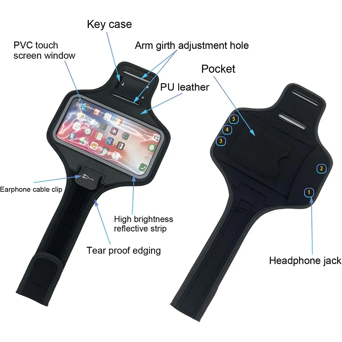 Waterproof Running Phone Armbands Gift With Adjustable Strap 3