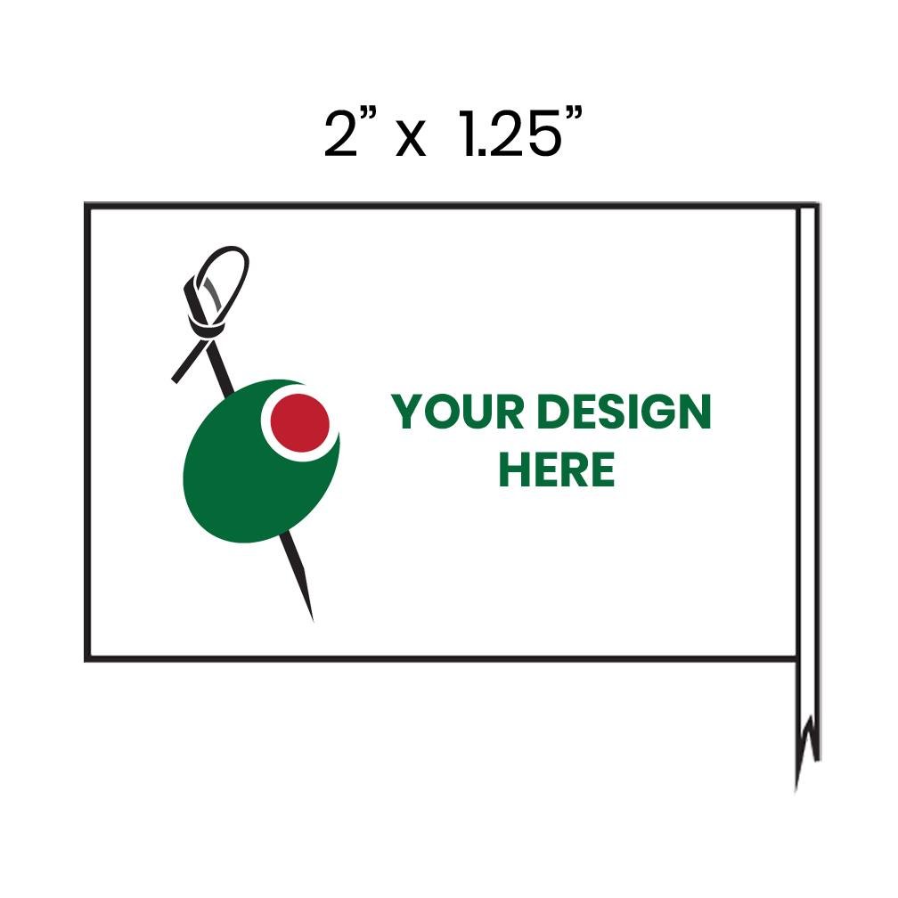 4.75 Inch Bulk Custom Toothpick Flags - Rectangle Medium - 2" x 1.25" 3