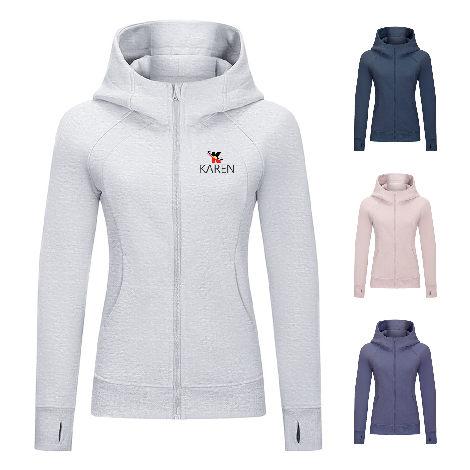 Women's Casual Cotton Long Sleeve Full Zip Hoodies