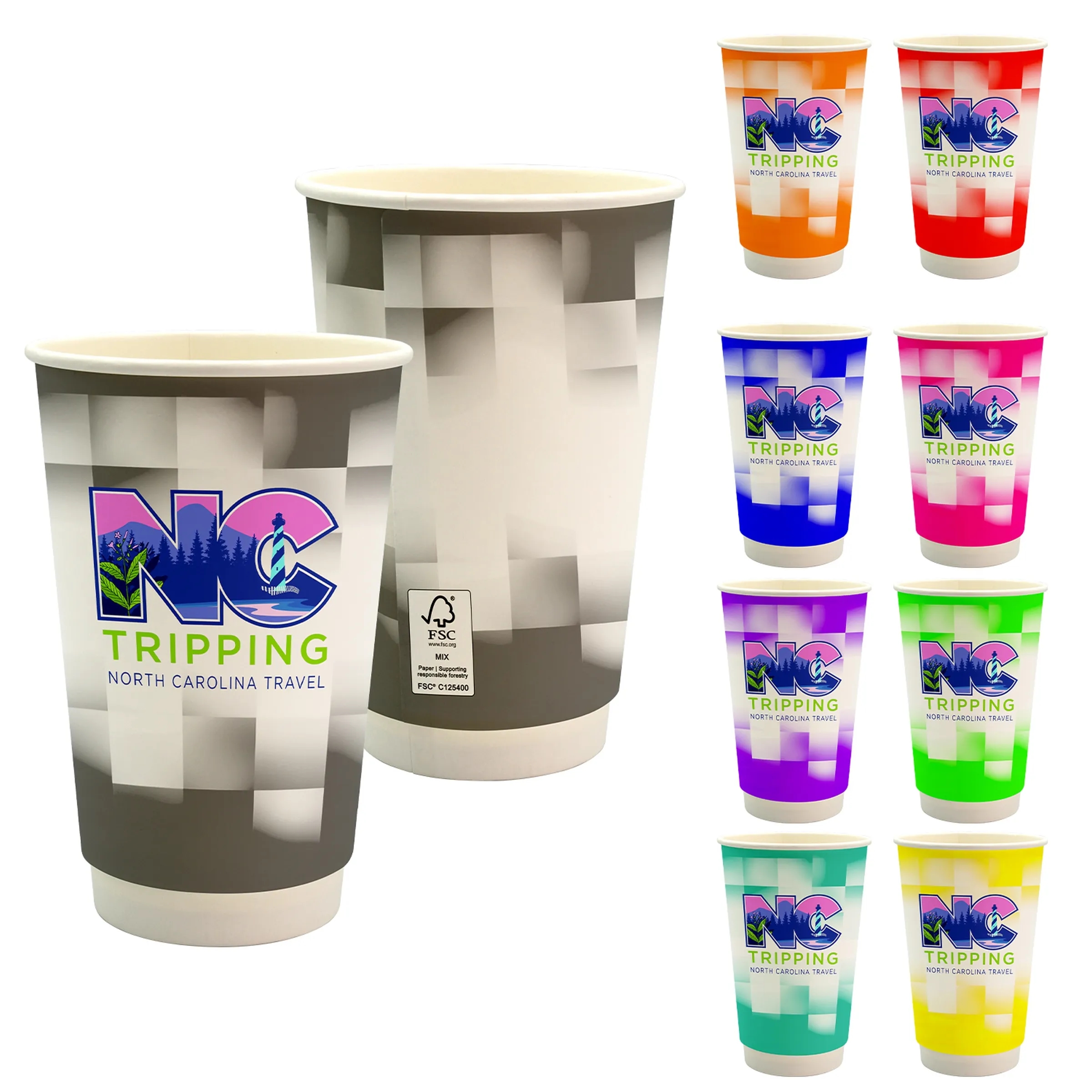 16 oz. Full Color Shaded Checkers Paper Cup 21