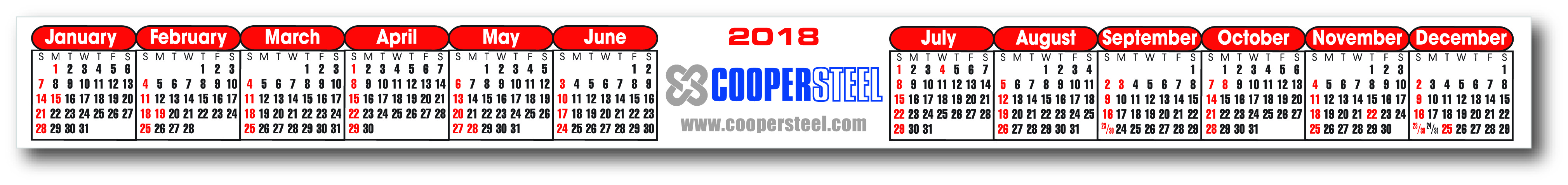 Kwik-Stik Horizontal Year at a Glance Computer Monitor Calendar 7