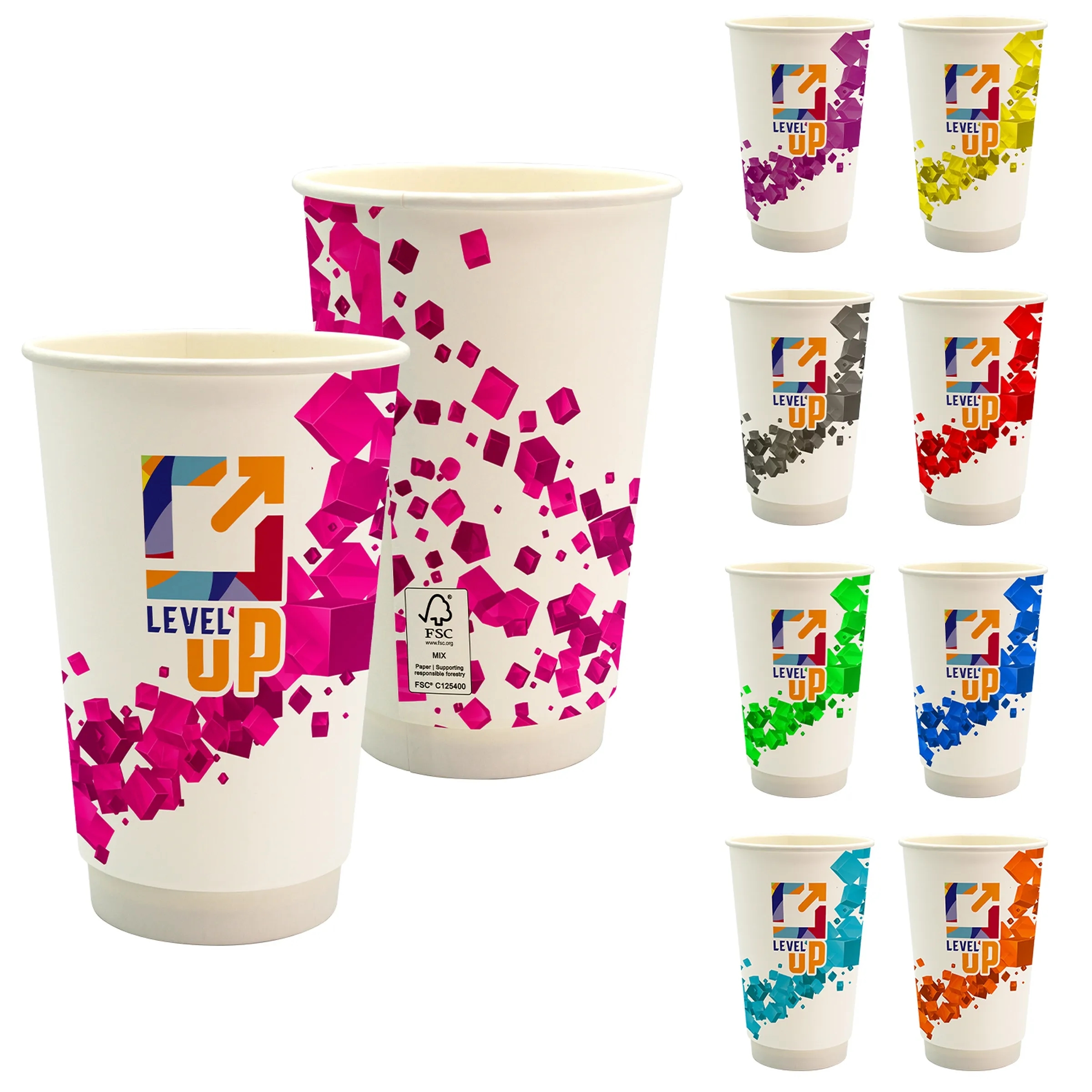 16 oz. Full Color Floating Cube Paper Cup 18